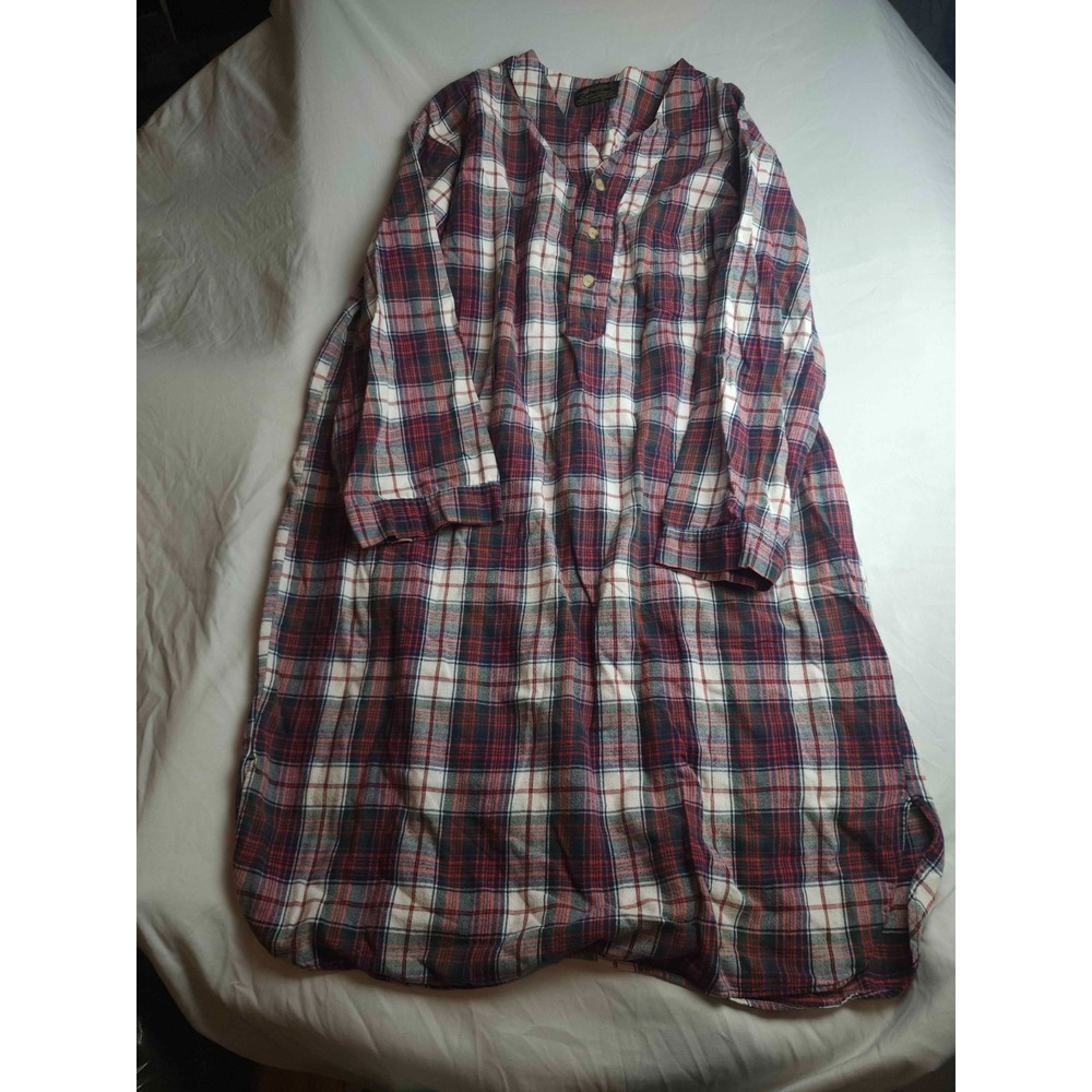 Vintage 90s Eddie Bauer Nightgown 2XL Plaid Flannel Cottagecore Loungewear